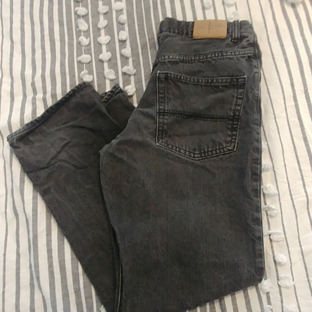 Boys Black 14 Husky Straight Leg Jeans